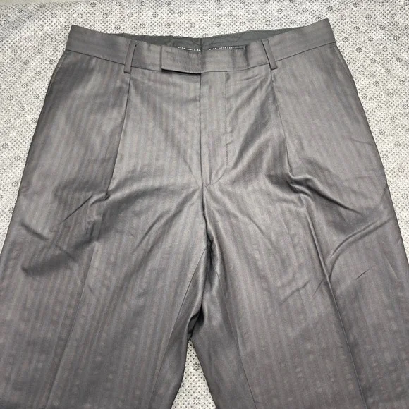 Hugo Boss Rossellini Cinemaus Mens Gray Striped Silk Wool Dress Pant 42L 34x33 - Picture 9 of 11